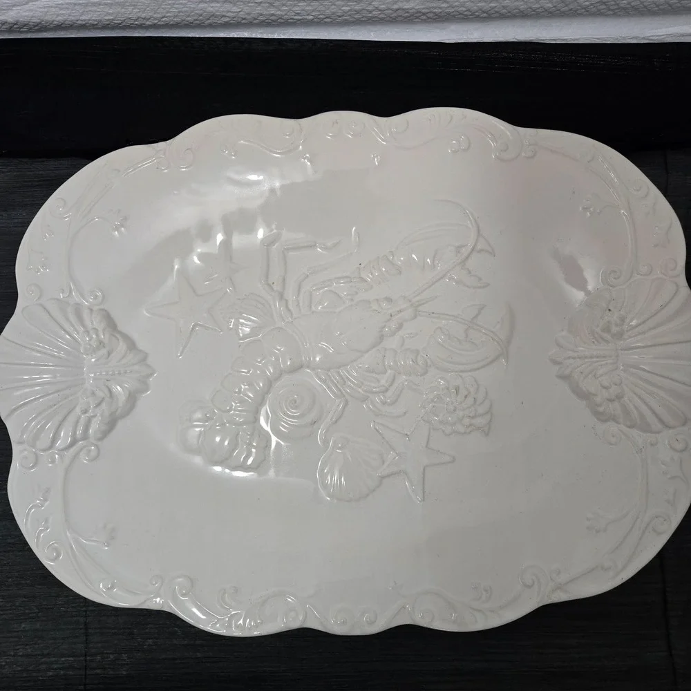Sanor Ceramica Portugal White Lobster Serving Platter 19